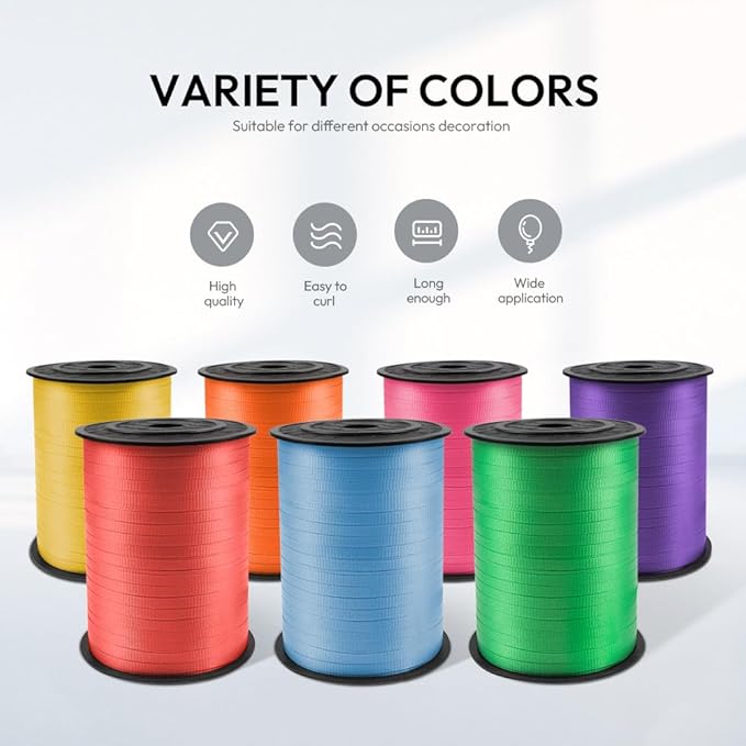 500 Yards Curling Ribbon with Spool, 1/5" Wide Crimped Texture Curling Ribbons - Perfect for Gift Box Wrapping, Florist Flowers, Birthday Party Decorations, Balloon String Ribbon in White