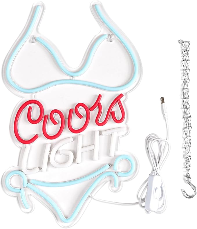 JFLLamp Bikini Crs LIGHT Neon Signs for Wall Decor Neon Lights for Business Led Signs Suitable for Man Cave Restaurant Office Bar Pub Led Art 5V Power Adapter 16.1 * 9.8 Inch(Azure+Red+White)