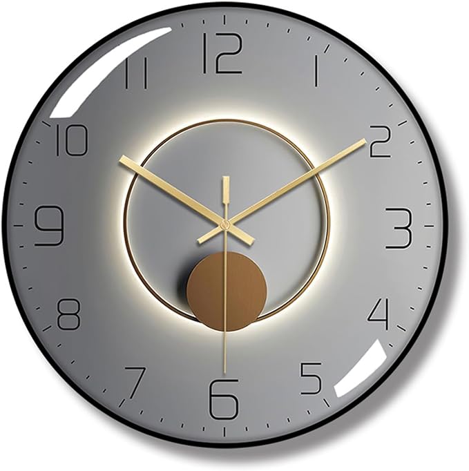 Ergocar Art Deco Silent Wall Clock - Non-Ticking Modern Metal Clock for Living Room, Bedroom, Office & Study Room