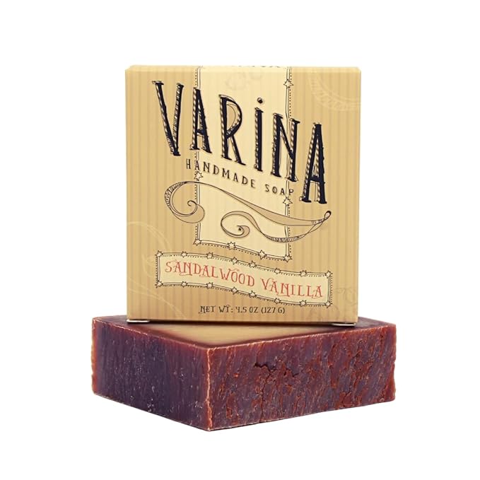 Varina Natural Sandalwood Vanilla Bar Soap - Gentle Cleansing for Sensitive Skin, Floral - 3 Pack