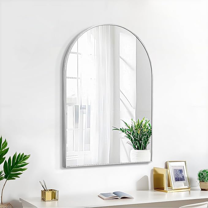 20x30 Arch Mirror Square Wall Mounted Metal Frame Mirrors for Entryway Bedroom Bathroom Living Room 20 30 inch Gold Black - Silver