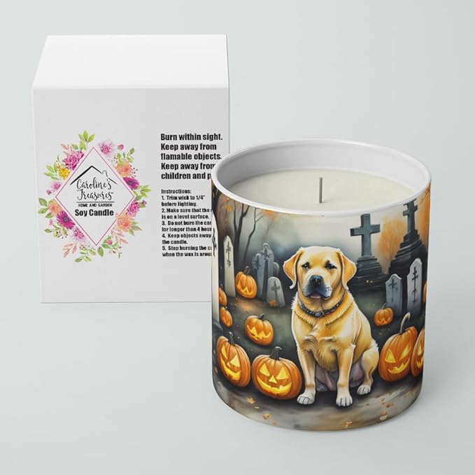 Caroline's Treasures DAC2059CDL Yellow Labrador Retriever Spooky Halloween Decorative Soy Candle Nature Soy Wax Essential Oil Home Decor Ideal for Bedroom Kitchen Bath Office Gift, 10 oz