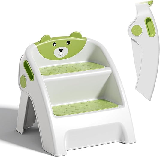Folding Kids Step Stool for Bathroom and Potty Training,2.9lbs,Anti-Slip, Anti-Tip A-Frame Design with 10-Second Setup-Potty 2 Step Stool for Toddlers,CPC Certified for Safety and Easy Hand Washing