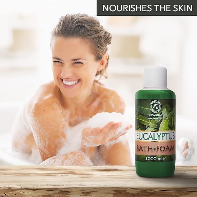 Bath Foam with Eucalyptus Essential Oil - 34 Fl Oz (1000ml) - Body Care - Good Sleep - Beauty - Bathing - Body Care - Wellness - Relax - Aromatherapy - Spa - Bubble Baths