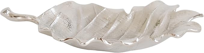 Silver Metal Decorative Leaf Tray Antique Jewelry Tray Organizer Kitchen Fall Decor Plates Party Bowl Ring Holder Dish Serving Tray Centerpiece Table