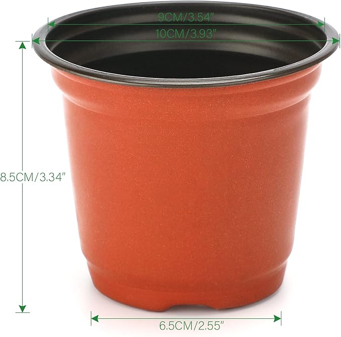 KINGLAKE 100 Pcs 4" Plastic Plants Nursery Pot/Pots Seedlings Flower Plant Container Seed Starting Pots,4 Inch,Red