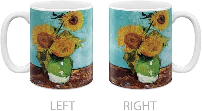 MUGBREW Classic Art Sunflowers Blue By Vincent Van Gogh Ceramic Coffee Mug Tea Cup, 11 OZ