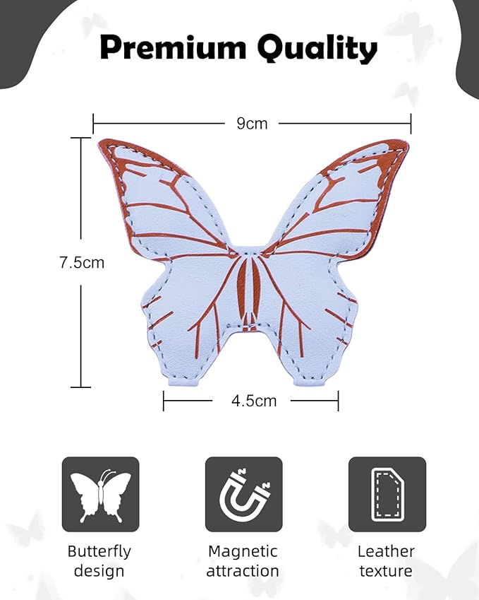 Leather Magnetic Bookmark, 3Pcs Butterfly Bookmarks, Magnet Bookmark Clips Gift for Women, Kids, Reading Lovers, Teacher Gift for School Office Home Supplies (Purple+Green+Blue)