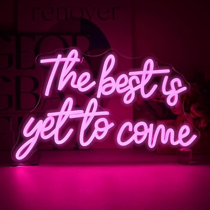 The Best Is Yet to Come Neon Sign Pink Letter Led Neon Lights For Wall Decor Usb Power Light Up Signs For Bedroom Home Bar Wedding Birthday Party Kids Room Teens Gifts