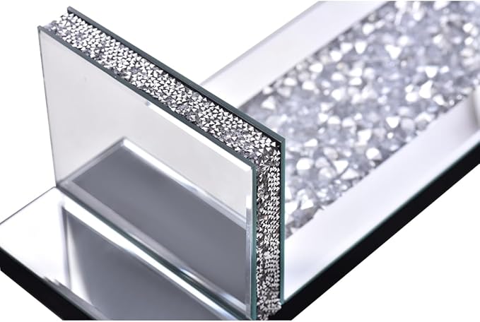 Crystal Crush Diamond Mirrored Candle Sconces, Silver Wall Candle Holder Set of 2, Wall Decorations for Living Room,Dining Room (Rectangle (Style 4))