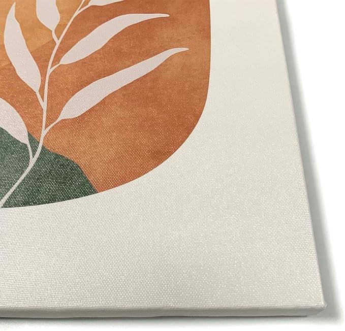 Boho Wall Art Prints Set of 3, Boho Wall Decor, Mid Century Modern Prints Sun Moon Leaf Mountain Canvas Wall Painting, Neutral Abstract Geometric Prints Canvas Artwork Prints for Bedroom Bathroom