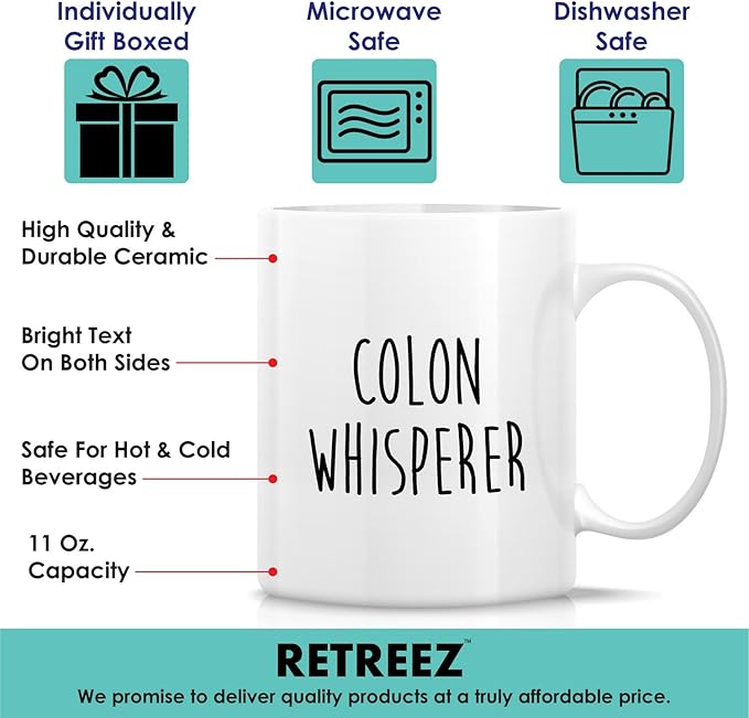 Retreez Funny Gastroenterologist Mug Gift Gastroenterology Doctor Colon Whisperer 11 Oz Ceramic Coffee Mug - Humor Sarcastic Motivational Inspirational birthday gift for medics friend coworker him her