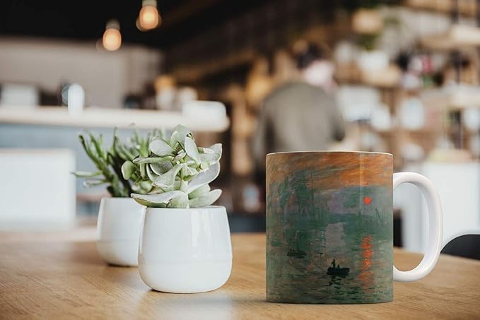 MUGBREW Classic Art Claude Monet Impression Sunrise Ceramic Coffee Mug Tea Cup, 11 OZ
