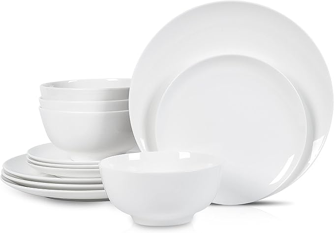 Stone Lain Blair Bone China 12-Piece Dinnerware Set, White
