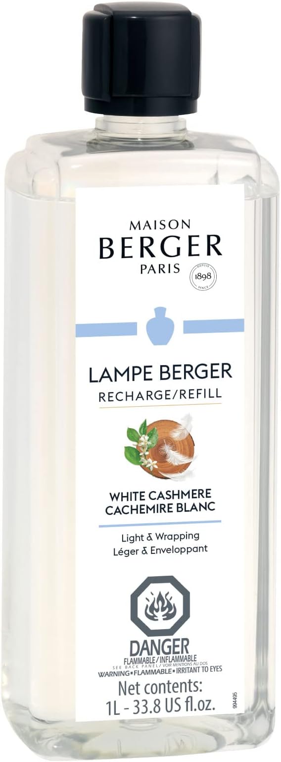 Maison Berger - White Cashmere - Lampe Berger Fragrance Refill for Home Fragrance Oil Diffuser - Air Freshener - 33.8 Fluid Ounces - 1 Liter