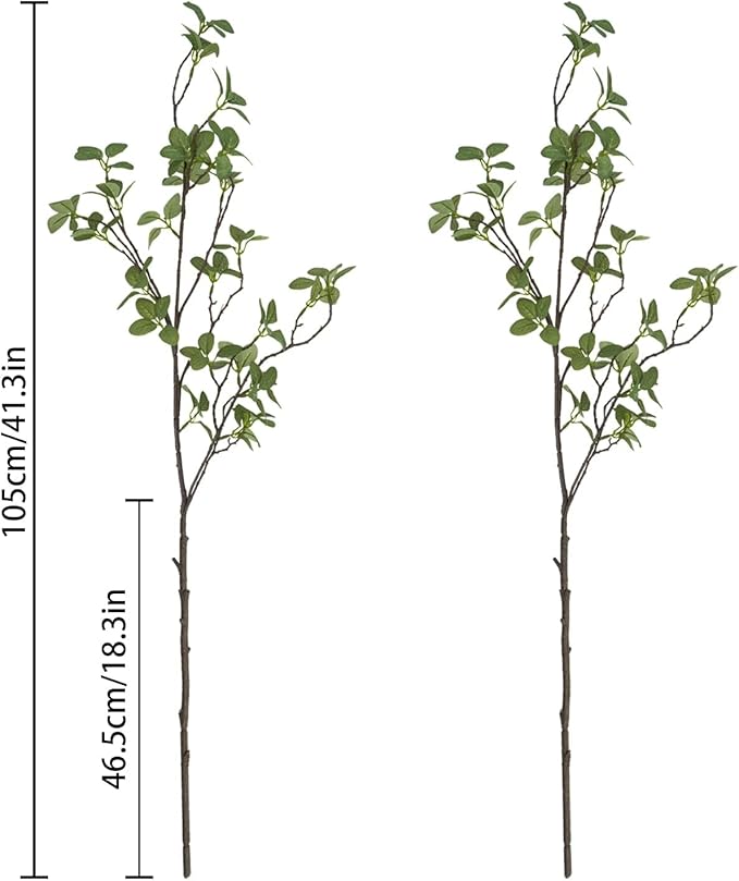 6 pcs Artificial Greenery Stems, 41.3’’ Tall Fake Plants Branches Faux Greenery Ficus Twig Leaf for Home Garden Shop Office Desk Decoration