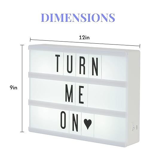 My Cinema Lightbox - 30x23cm Light Box with 100 Letters and Numbers - Personalised Light Box Sign