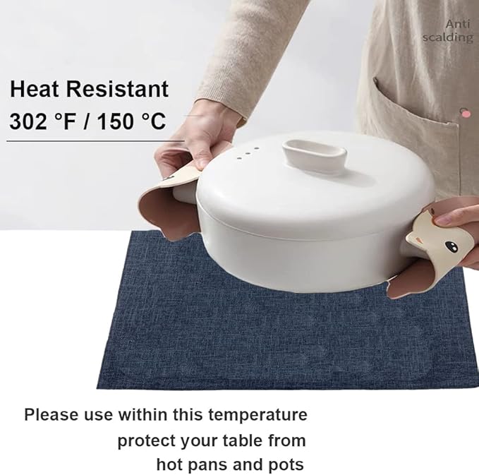 Weabetfu Cloth Placemats Set of 4 Heat Resistant Dining Table Placemmats Cotton Linen Machine Washable Kitchen Table Mats Wrinkle Free Thick Fabric Place Mats,Easy to Clean,13×19inch