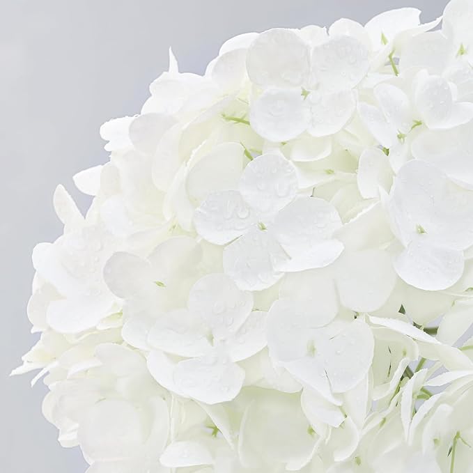 MARTINE MALL 3Pcs 21in Hydrangea Artificial Flowers, Latex Real Touch Hydrangeas Lifelike Large Hydrangea Flowers for Home Decor Party Arrangements Wedding Bouquets Centerpieces (White)