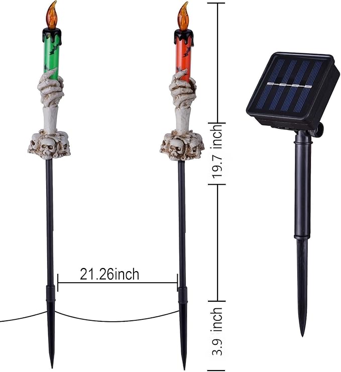 Halloween Pathway Lights, 10 Pack Skull Hand Candle Holder, LED Halloween Decor Candle Lights Solar Powered, Indoor & Outdoor Party Home Garden Porch Decoration