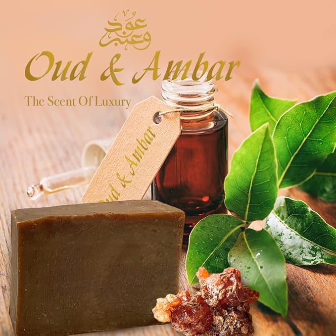 Oud And Amber Bath & Body Soap, Organic Hand made Soap Bar, Royal Oriental Oud wood Soap 150 Gr