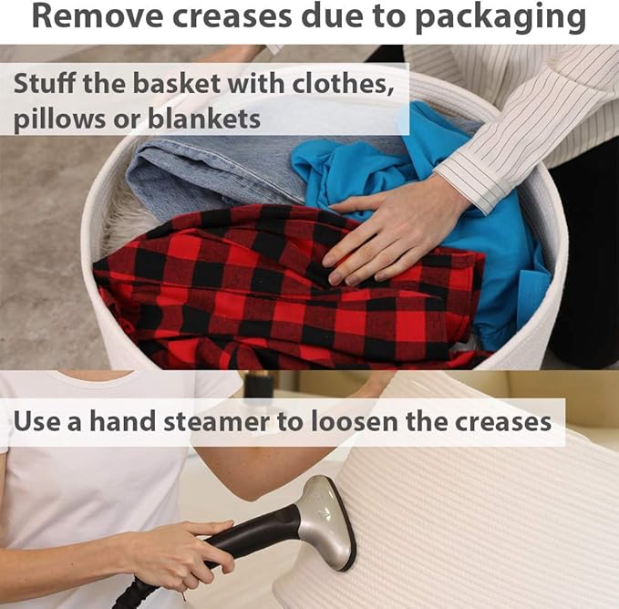 20" x 20" x 15" Extra Large Storage Basket with Lid, Cotton Rope Storage Baskets, Laundry Hamper, Cloth Bin, for Clothes Towels Blankets Pillows Storage in Living Room, Full White Basket with Cover