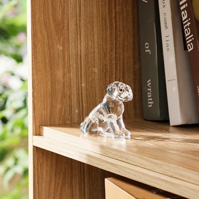 Crystal Dog Figurine Faceted Glass Puppy Statue Clear Labrador Ornament Animal Collectible Sculpture Handscraft Paperweight Home Decor