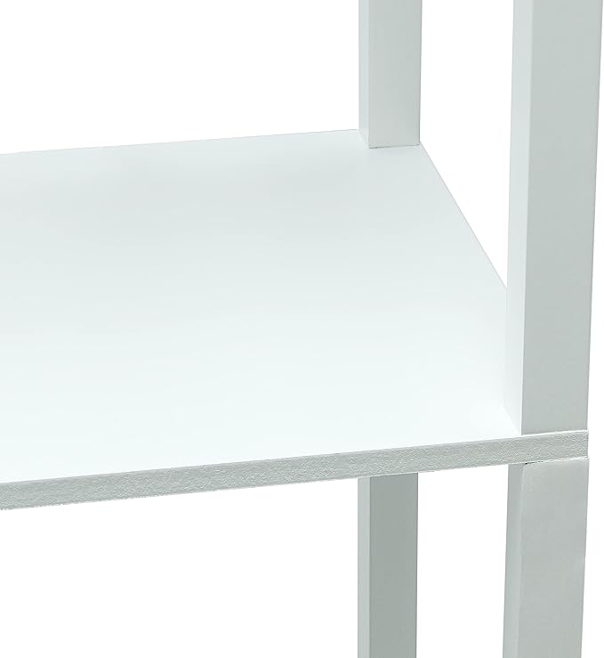 Simple Designs LF1037-WHT Floor Lamp Etagere Organizer Storage Shelf with 2 USB Charging Ports, 1 Charging Outlet and Linen Shade, White