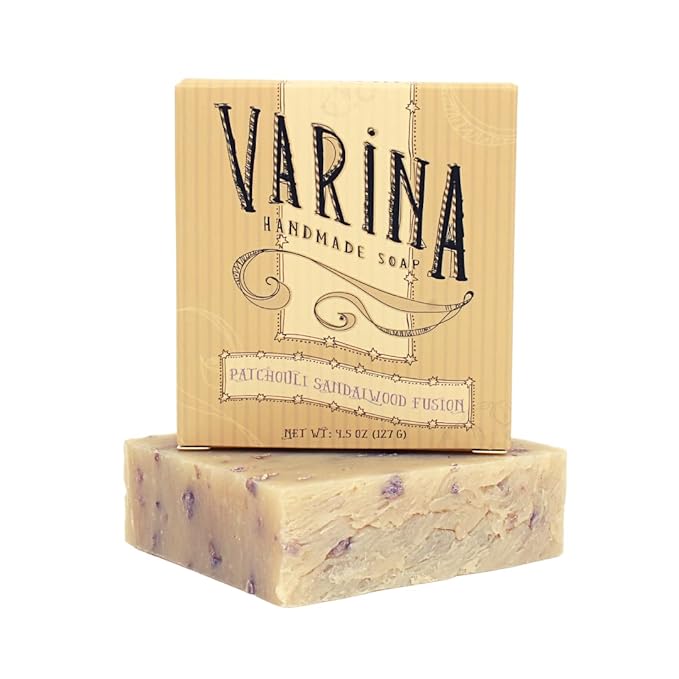 Varina Patchouli Sandalwood Soap - Gentle Cleansing for Sensitive Skin, Earthy Scents - 3 Pack Handmade Soap