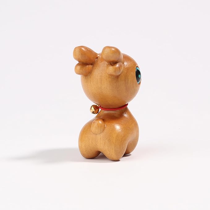 Christmas Deer Wooden Figurine,Gift Decoration Handmade Art Carved Small Animal Garden Statue,Desk Miniature Wood Carving Decoration Lovely Home Decor Table Living Room Festival Decoration