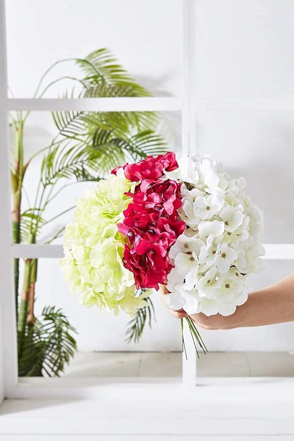Artificial Hydrangea Flower Toffee Hydrangea Silk Flowers Head for Wedding Centerpieces Bouquets DIY Floral Decor Home Decoration,Pack of 10pcs