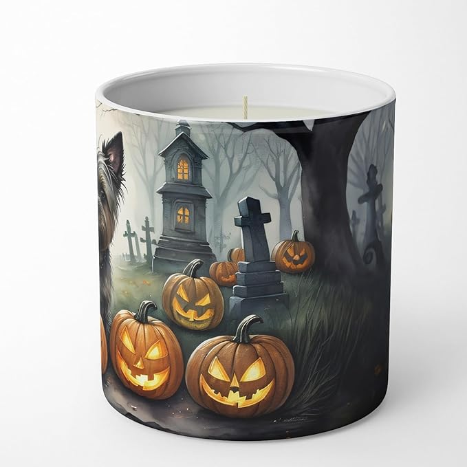 Caroline's Treasures DAC2027CDL Cairn Terrier Spooky Halloween Decorative Soy Candle Nature Soy Wax Essential Oil Home Decor Ideal for Bedroom Kitchen Bath Office Gift, 10 oz