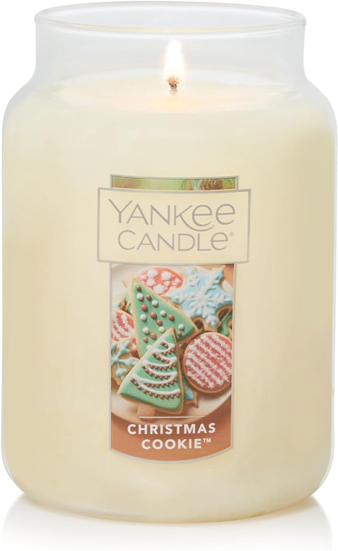 Yankee Candle Christmas Cookie Scented, Classic 22oz Large Jar Single Wick Candle, Over 110 Hours of Burn Time, Perfect for Holiday Gifting and Celebration