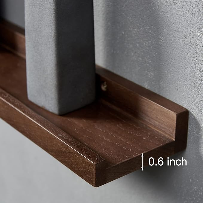 Long Floating Shelf 48 Inch Natural Wood Shelves for Bedroom, Rustic Display Books Picture Ledge Shelf for Wall Mounted, Solid Walnut Wood Shelf, Easy to Install, Walnut Color, 48 *4 *1.5 (1 Pack)