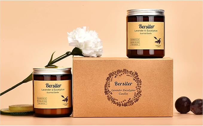 Aromatherapy Candles, 14 OZ Lavender Eucalyptus Scented Candles Stress Relief and Relax for Home & Bedroom Gift for Women Birthday Christmas, Soy Wax Candles (Lavender Eucalyptus 2 Jar)
