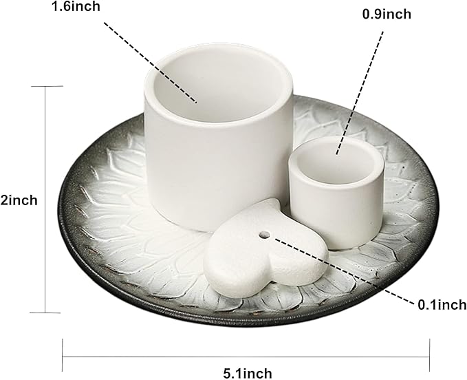 4 in 1 Incense Burner Holder,Incense Sage and Palo Santo Holder,Incense Stick Holder,Ceramic Incense Holder Ash Catcher,for Meditation Room (Black + White)