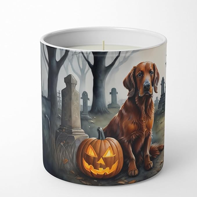 Caroline's Treasures DAC2044CDL Irish Setter Spooky Halloween Decorative Soy Candle Nature Soy Wax Essential Oil Home Decor Ideal for Bedroom Kitchen Bath Office Gift, 10 oz
