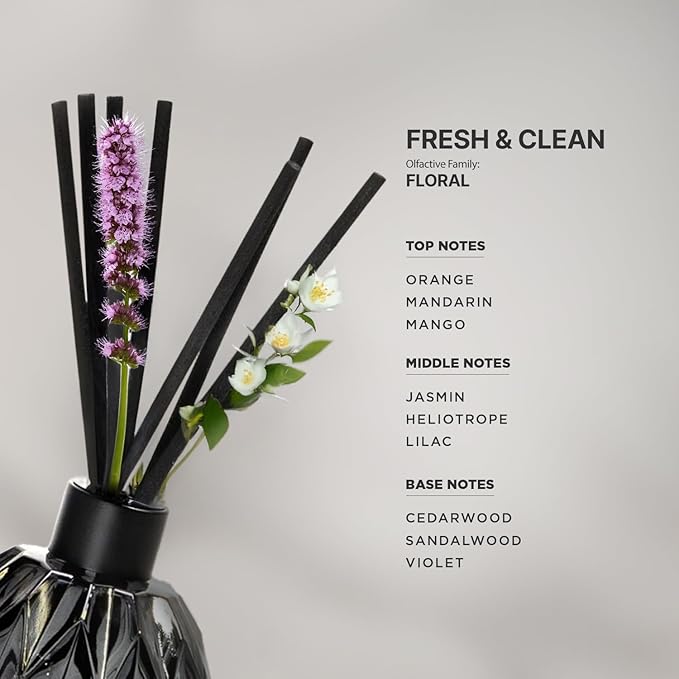 Aromaplan Reed Diffuser, Fresh & Clean Scent Diffuser (8.45 fl oz, 250ml)- Luxury Reed Diffusers Set for Home- Includes Reed Diffuser Sticks & Fragrance Oil in a Glass Bottle