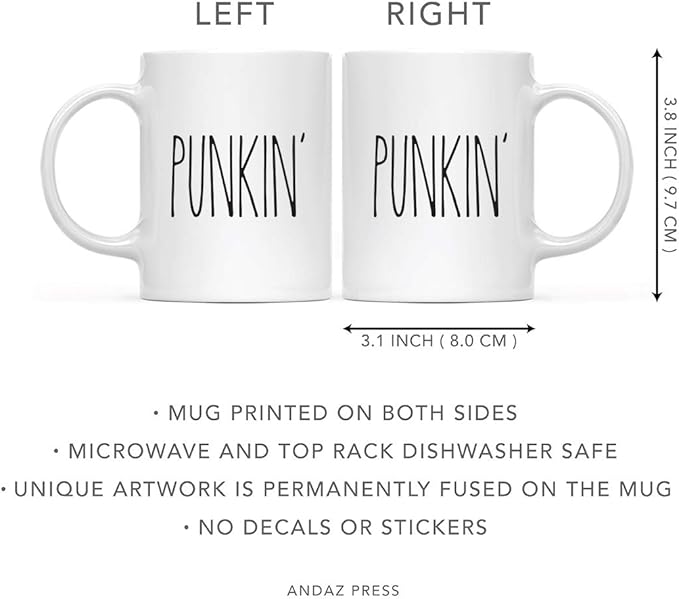 Andaz Press Simple Rustic Farmhouse Kitchen Decor 11oz. Ceramic Coffee Tea Mug, Punkin', 1-Pack, Includes Gift Box, Minimalist Birthday Idea