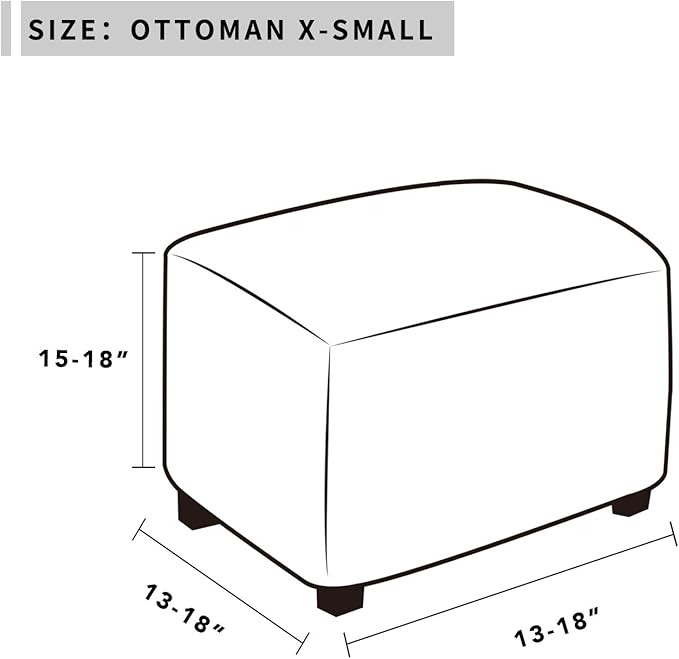 Easy-Going Stretch Ottoman Cover Folding Storage Stool Furniture Protector Soft slipcover with Elastic Bottom (X-Small,Black)