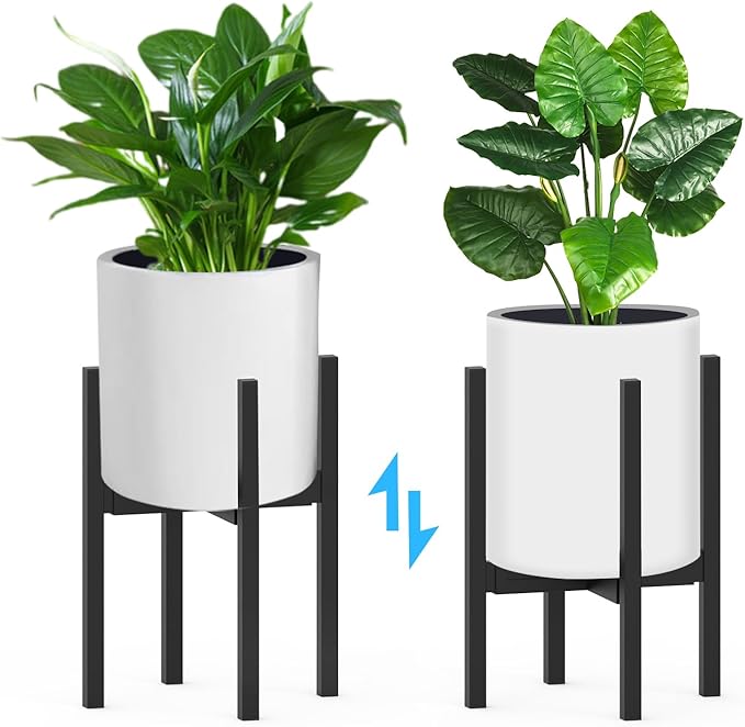 Heavy 4Legs Adjustable Metal Plant Stand for 10"-16" Plant Pot – Indoor & Outdoor (Black, 1 Pack)