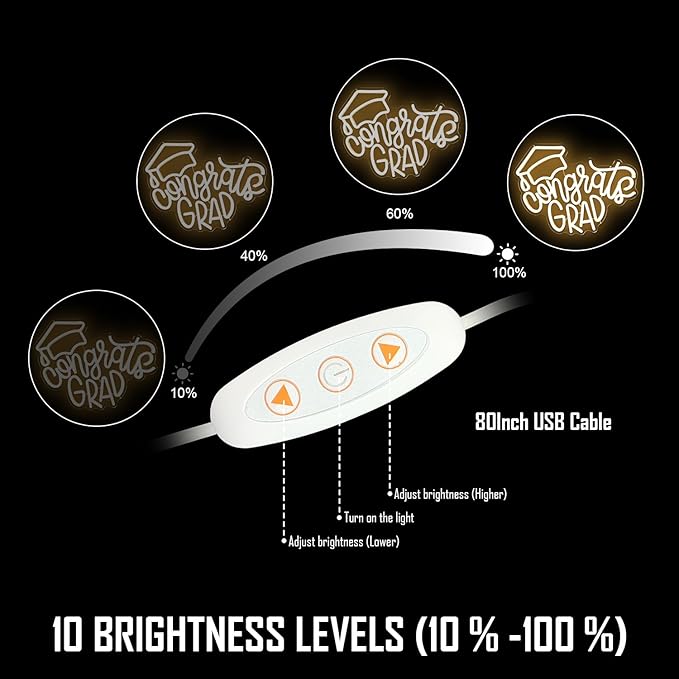 Congrats Grad Neon Sign Graduation Cap Neon Led Sign Dimmable Congrats Neon Sign for Wall Decor Graduation Party Neon Light Sign for Class Room Party Room Dorm Backdrop Celebration Gifts