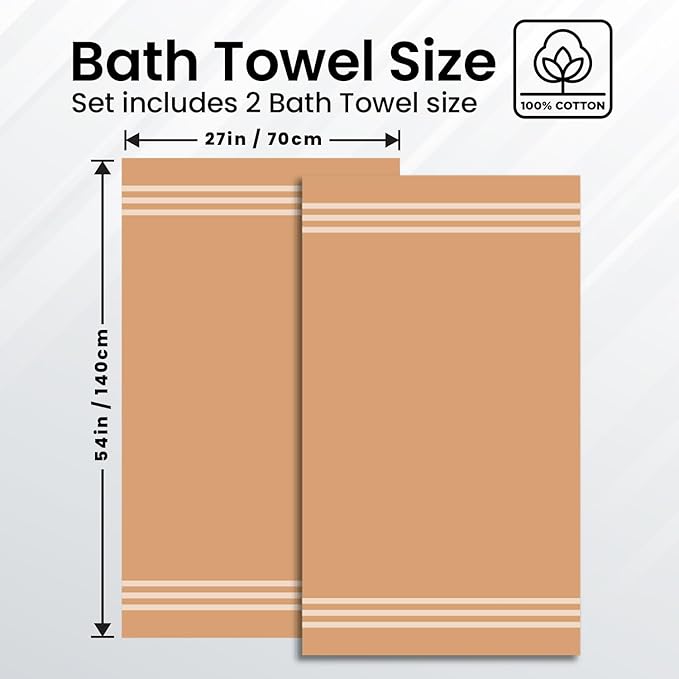 Infinitee Xclusives 100% Cotton Luxury Bath Towels Set of 2 (27x54 Inches), Soft, Absorbent, Quick Dry, Perfect Towels for Bathroom, Gym, Spa & Hotel |Cosmic Sand|