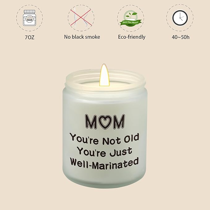 Lihome Birthday Gifts for Mom - Best Mom Gifts from Daughter Son, Funny Birthday & Mothers Day & Thanksgiving & Christmas Gifts, Vanilla Coconut Candles(7oz), Small, White, WhiteCandle-Mom01