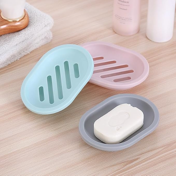 Topsky 4pcs Soap Dish with Drain, Soap Holder, Soap Saver, Easy Cleaning, Dry, Stop Mushy Soap (Grey)