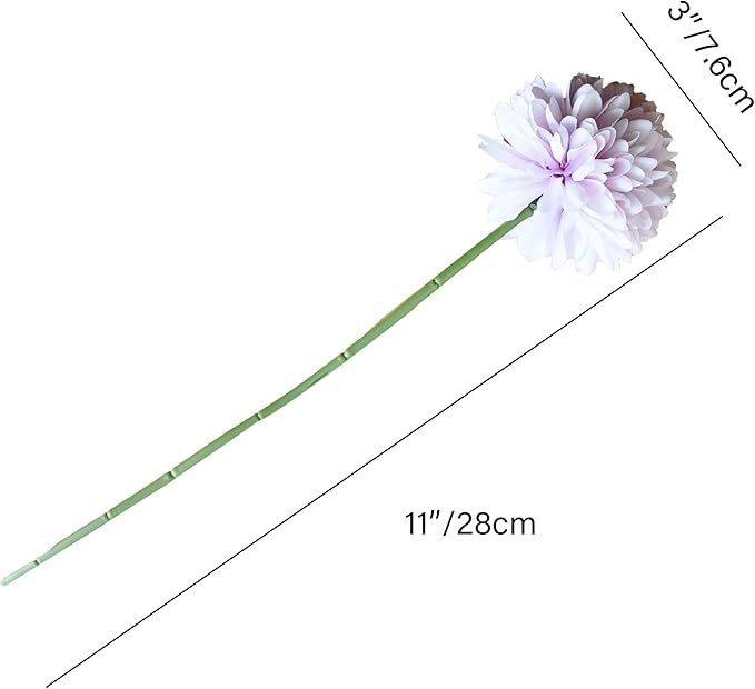 Mandy's Light Purple Artificial Ball Chrysanthemum 12 Stems Faux Flowers with Bendable Stems for DIY Wedding Centerpiece Fall Decor Home Arrangements