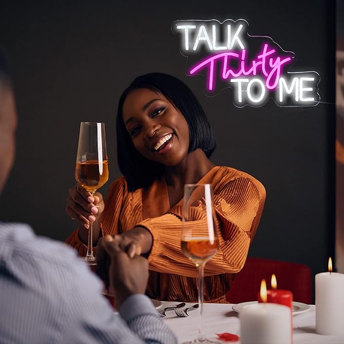 Talk Thirty to Me Neon Sign for Wall Decor Thirty Neon Light Letter Led Neon Signs Birthday Led Neon Light for 30th Birthday Bar Club Hotel Decoration