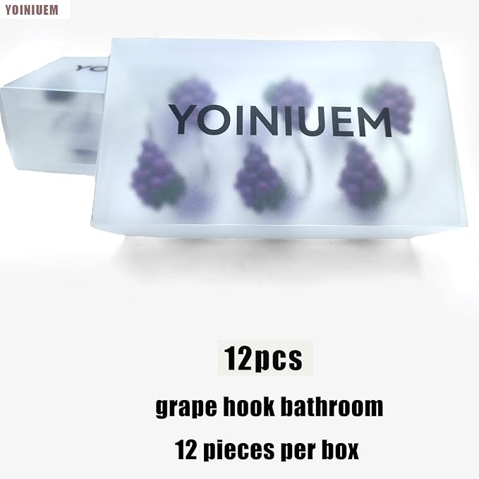 Shower Curtain Hooks, Grape Resin Hooks, Bathroom Shower Rod Decoration Set, 12 Pieces