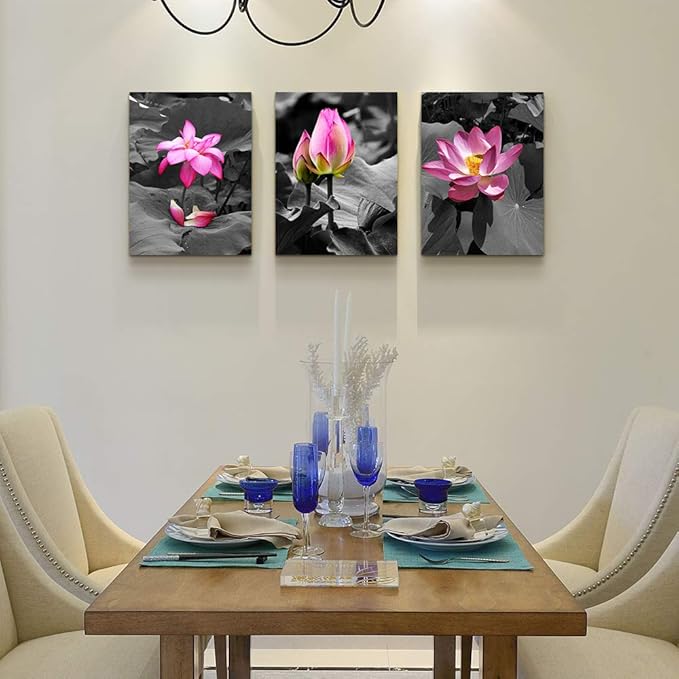 Canvas Wall Art for living room bathroom Wall Decor for bedroom kitchen artwork Canvas Prints green plant flowers painting 12" x 16" 3 Pieces Modern framed office Home decorations family picture
