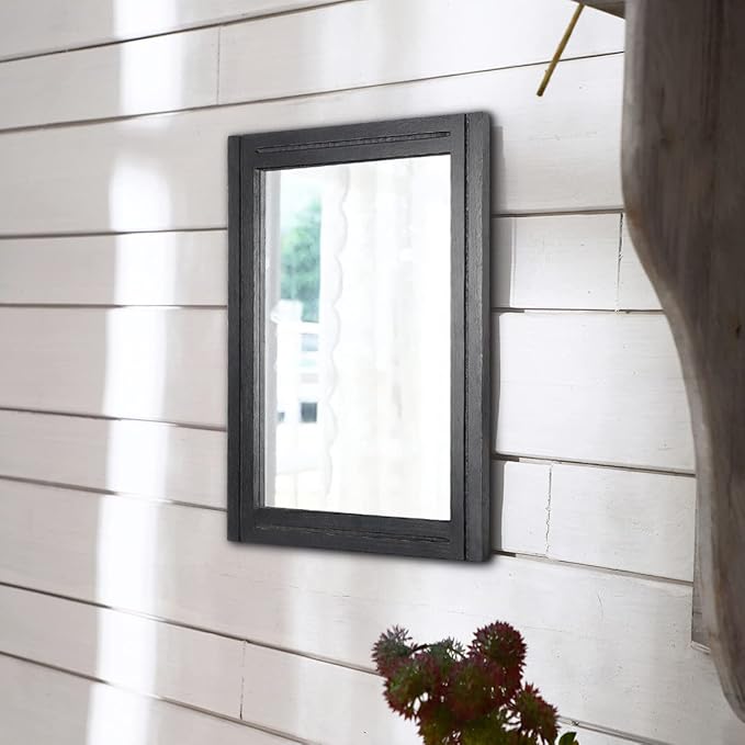 AAZZKANG Black Mirrors for Wall Rectangle Wood Framed Decorative Wall Hanging Mirror for Bedroom Living Room Bathroom Home Entryway